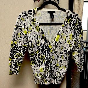 New York & Co elbow length print cardigan